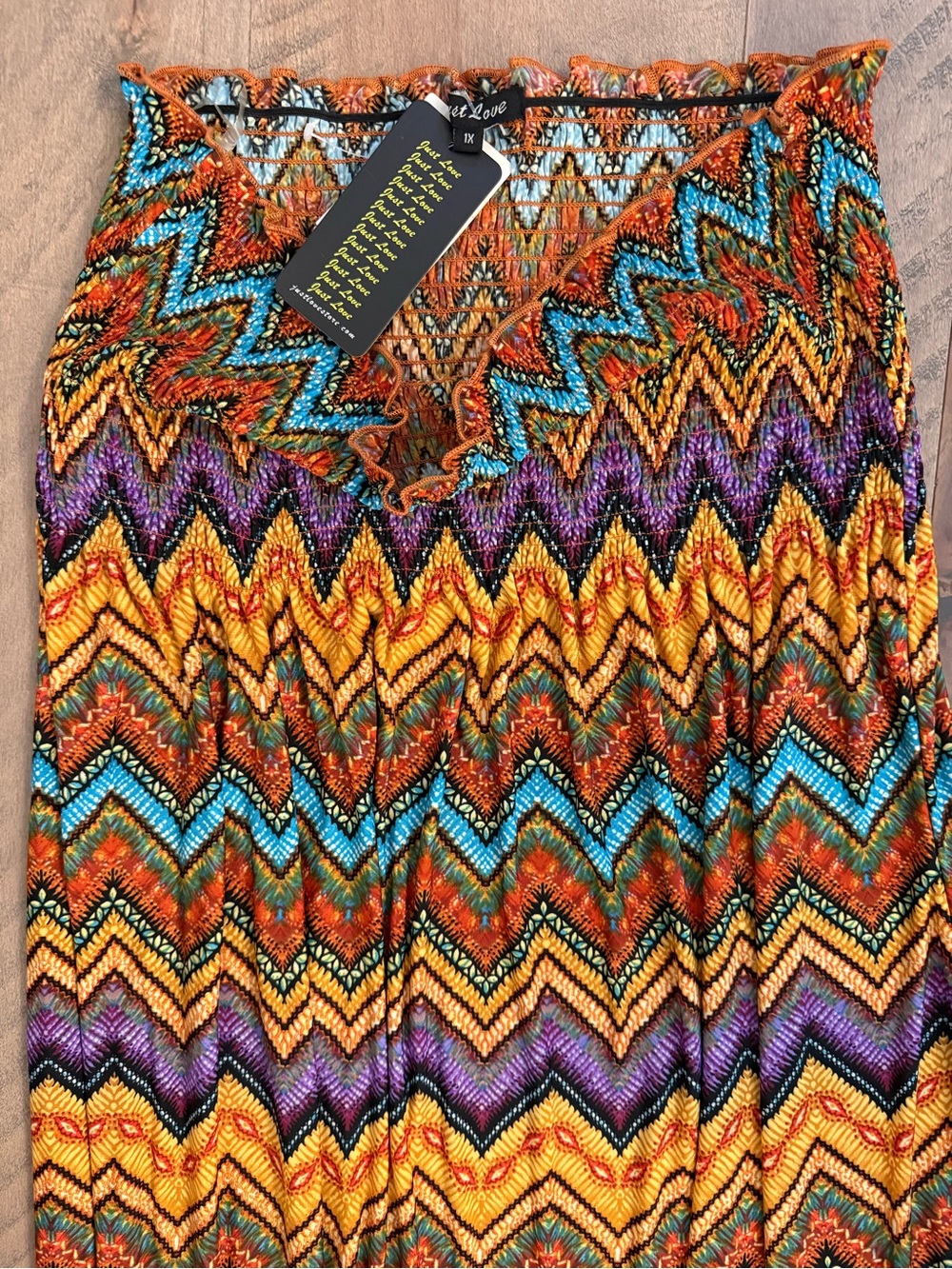 NWT Beautiful Vibrant Chevron Maxi Dress Gold teal & purple